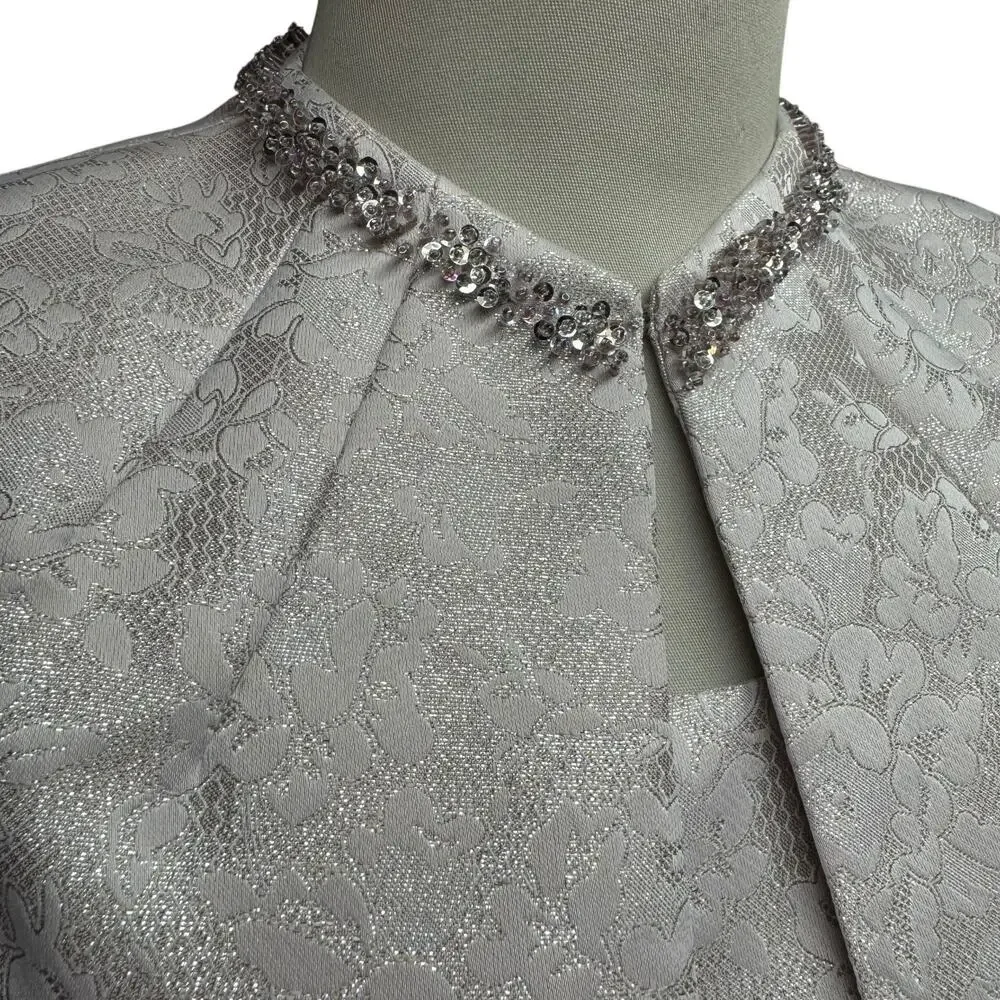 Tahari ASL Jacquard Brocade 2-Piece Jacket Dress Pink Metallic 4P - Picture 3 of 9